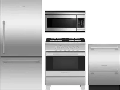 4 Piece Package Includes Refrigerator, Range, Microwave And Dishwasher